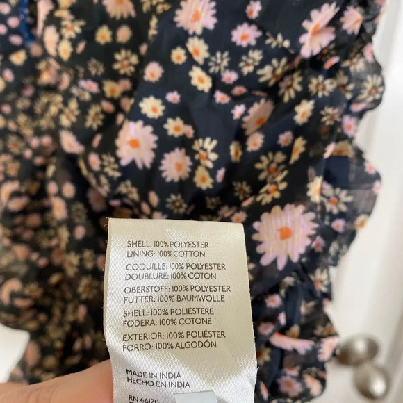 Free People X REVOLVE Tessa Mini Dress Black Blue Ditsy Floral Ruched Lined M - Picture 7 of 7